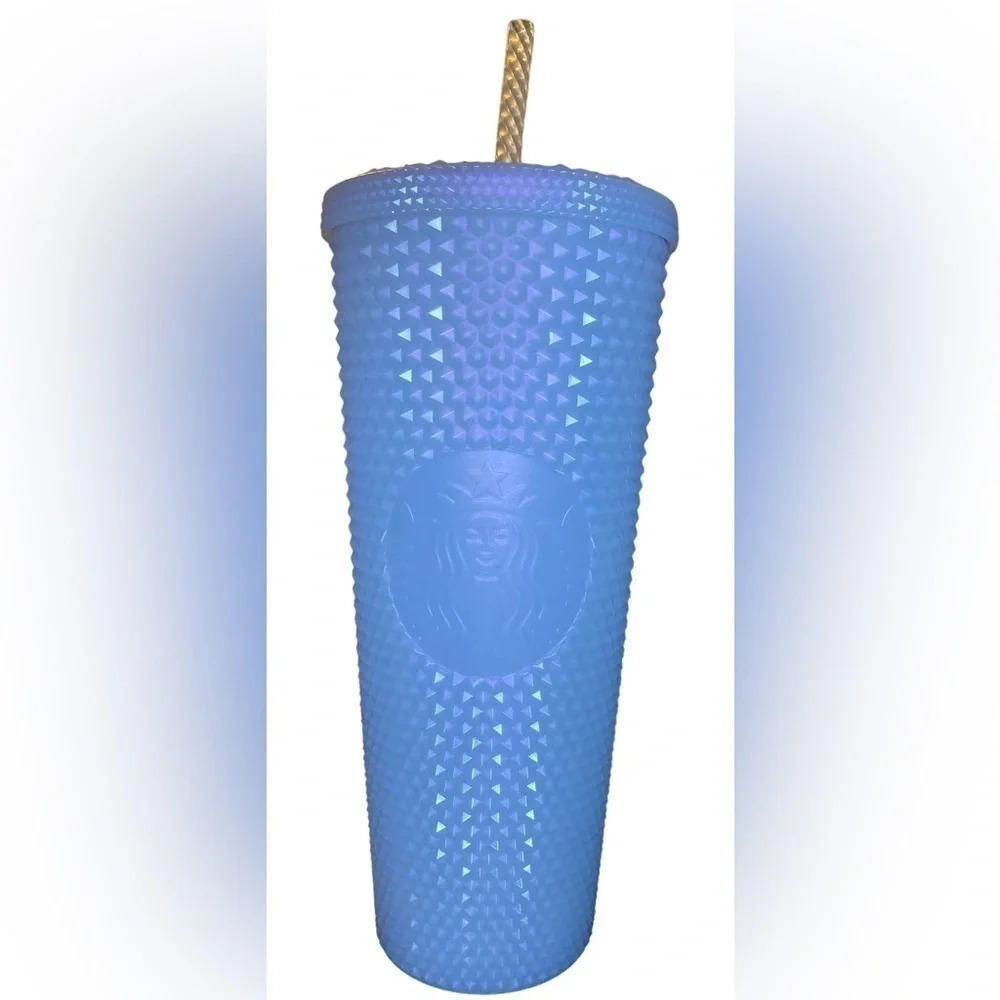 STARBUCKS Venti 24oz Tumbler Cup Iridescent Icy White Lilac Durian Stud NEW NWT